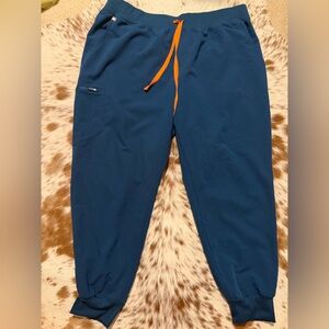 Navy figs Joggers with Bright Orange Drawstring